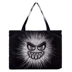 Monster Black White Eyes Zipper Medium Tote Bag by HermanTelo