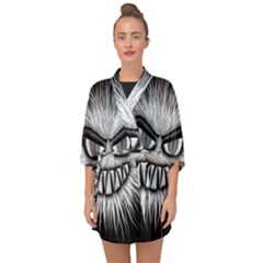 Monster Black White Eyes Half Sleeve Chiffon Kimono