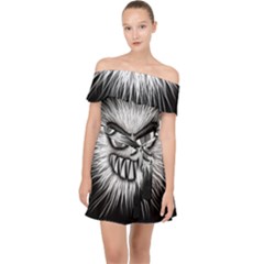 Monster Black White Eyes Off Shoulder Chiffon Dress by HermanTelo
