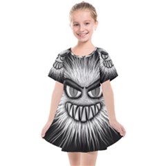 Monster Black White Eyes Kids  Smock Dress