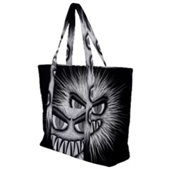 Monster Black White Eyes Zip Up Canvas Bag