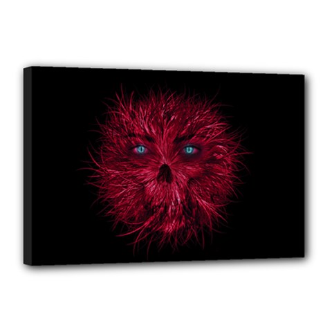 Monster Red Eyes Aggressive Fangs Ghost Canvas 18  X 12  (stretched) by HermanTelo