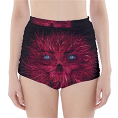 Monster Red Eyes Aggressive Fangs Ghost High-waisted Bikini Bottoms by HermanTelo