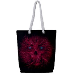 Monster Red Eyes Aggressive Fangs Ghost Full Print Rope Handle Tote (small) by HermanTelo