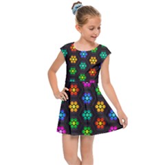 Pattern Background Colorful Design Kids  Cap Sleeve Dress
