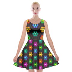 Pattern Background Colorful Design Velvet Skater Dress by HermanTelo