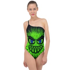 Monster Green Evil Common Classic One Shoulder Swimsuit by HermanTelo