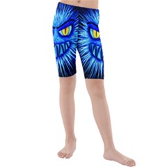 Monster Blue Attack Kids  Mid Length Swim Shorts