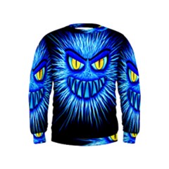 Monster Blue Attack Kids  Sweatshirt by HermanTelo