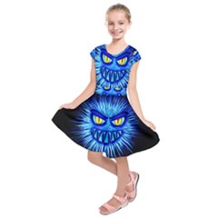 Monster Blue Attack Kids  Short Sleeve Dress by HermanTelo