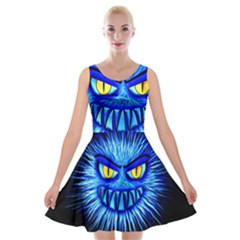 Monster Blue Attack Velvet Skater Dress by HermanTelo