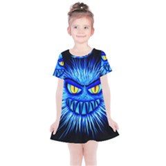 Monster Blue Attack Kids  Simple Cotton Dress by HermanTelo