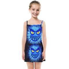 Monster Blue Attack Kids  Summer Sun Dress by HermanTelo