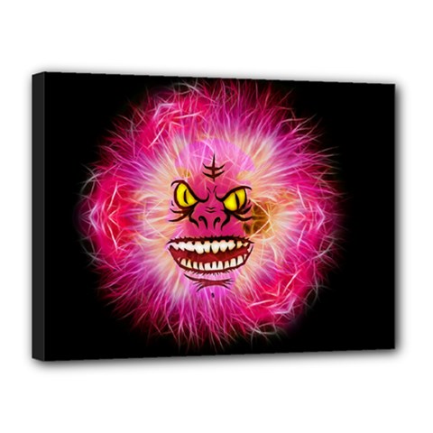 Monster Pink Eyes Aggressive Fangs Canvas 16  X 12  (stretched) by HermanTelo
