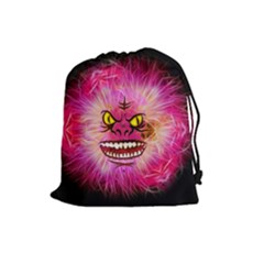 Monster Pink Eyes Aggressive Fangs Drawstring Pouch (large) by HermanTelo