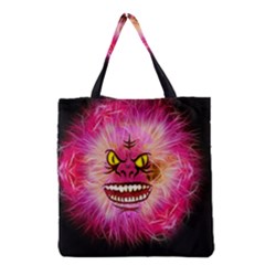 Monster Pink Eyes Aggressive Fangs Grocery Tote Bag by HermanTelo