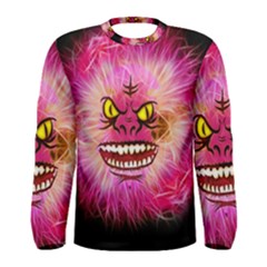 Monster Pink Eyes Aggressive Fangs Men s Long Sleeve Tee