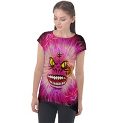 Monster Pink Eyes Aggressive Fangs Cap Sleeve High Low Top