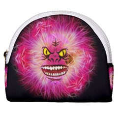 Monster Pink Eyes Aggressive Fangs Horseshoe Style Canvas Pouch by HermanTelo