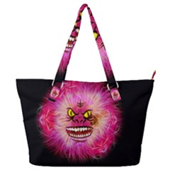 Monster Pink Eyes Aggressive Fangs Full Print Shoulder Bag by HermanTelo