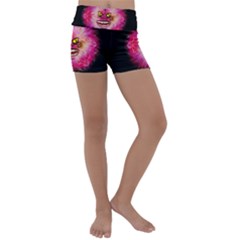 Monster Pink Eyes Aggressive Fangs Kids  Lightweight Velour Yoga Shorts by HermanTelo