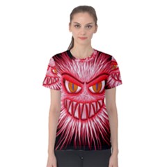 Monster Red Eyes Aggressive Fangs Women s Cotton Tee