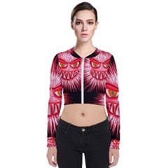 Monster Red Eyes Aggressive Fangs Long Sleeve Zip Up Bomber Jacket