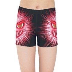 Monster Red Eyes Aggressive Fangs Kids  Sports Shorts by HermanTelo