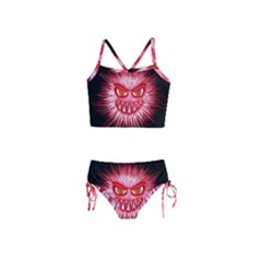 Monster Red Eyes Aggressive Fangs Girls  Tankini Swimsuit by HermanTelo