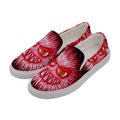 Monster Red Eyes Aggressive Fangs Women s Canvas Slip Ons