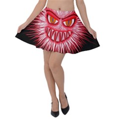 Monster Red Eyes Aggressive Fangs Velvet Skater Skirt by HermanTelo