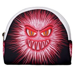 Monster Red Eyes Aggressive Fangs Horseshoe Style Canvas Pouch by HermanTelo