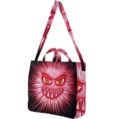 Monster Red Eyes Aggressive Fangs Square Shoulder Tote Bag by HermanTelo