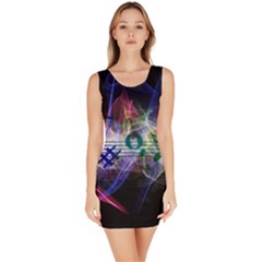 Particles Music Clef Wave Bodycon Dress