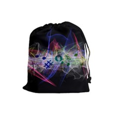 Particles Music Clef Wave Drawstring Pouch (large)