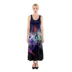 Particles Music Clef Wave Sleeveless Maxi Dress