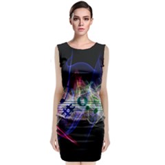 Particles Music Clef Wave Classic Sleeveless Midi Dress by HermanTelo