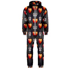 Love Heart Background Valentine Hooded Jumpsuit (men) 