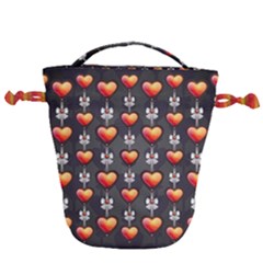 Love Heart Background Valentine Drawstring Bucket Bag