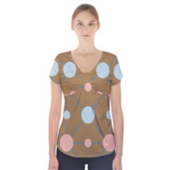 Planets Planet Around Rounds Short Sleeve Front Detail Top