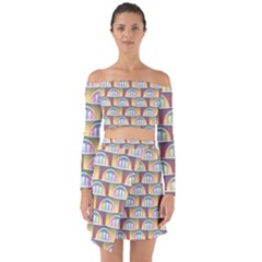 Seamless Pattern Background Abstract Off Shoulder Top With Skirt Set
