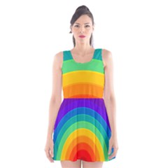 Rainbow Background Colorful Scoop Neck Skater Dress