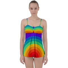 Rainbow Background Colorful Babydoll Tankini Set