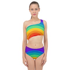 Rainbow Background Colorful Spliced Up Two Piece Swimsuit by HermanTelo