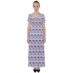 Seamless Pattern Background Cube High Waist Short Sleeve Maxi Dress
