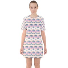 Seamless Pattern Background Cube Sixties Short Sleeve Mini Dress