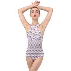 Seamless Pattern Background Cube Cross Front Low Back Swimsuit