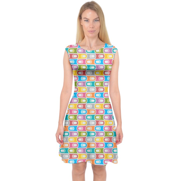 Seamless Pattern Background Abstract Rainbow Capsleeve Midi Dress