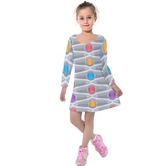 Seamless Pattern Background Abstract Circle Kids  Long Sleeve Velvet Dress by HermanTelo