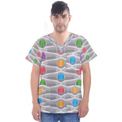 Seamless Pattern Background Abstract Circle Men s V-neck Scrub Top